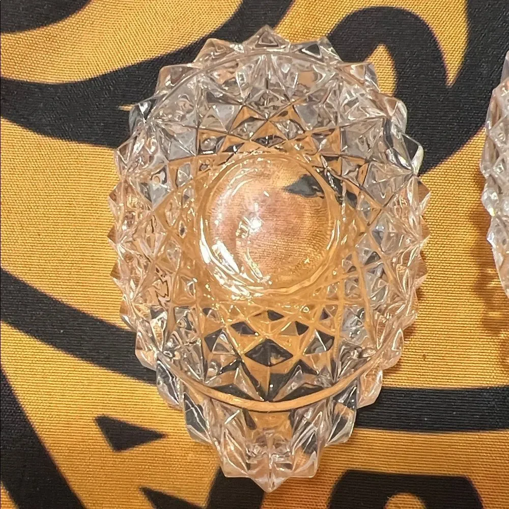 Vintage Enesco Crystal Egg with Green Bow Accent
